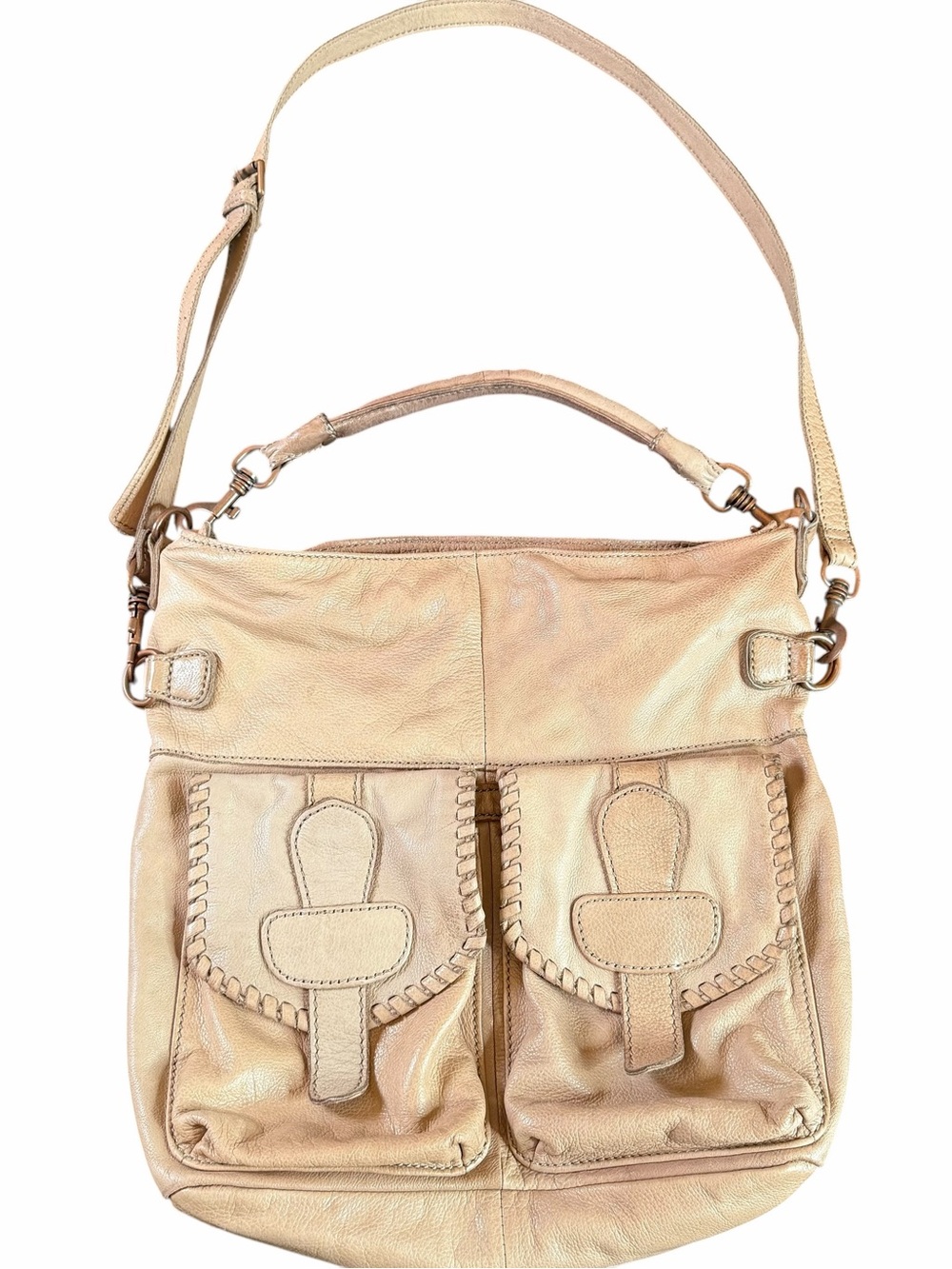 Liebeskind Berlin Soft Leather Shoulder Crossbody Bag Taupe Beige